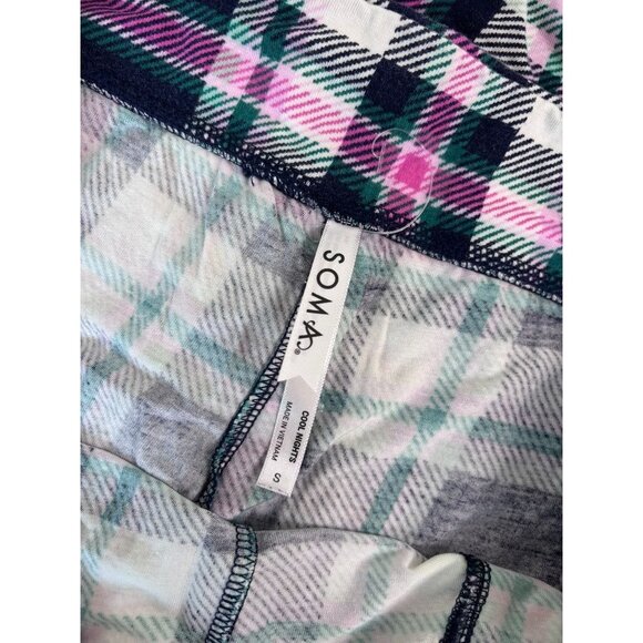 Soma women's small navy‎ pink plaid cool nights pajama lounge sleep pants - Picture 5 of 5